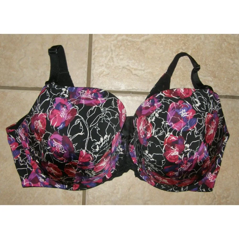TORRID CURVE Colorful Floral Plus Sz 40DDD Lightly Padded Push Up Underwire Bra